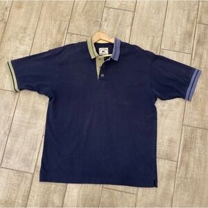 VTG Cutter & Buck Polo Shirt Men XL Navy Blue Cotton Short Sleeve Golf Preppy